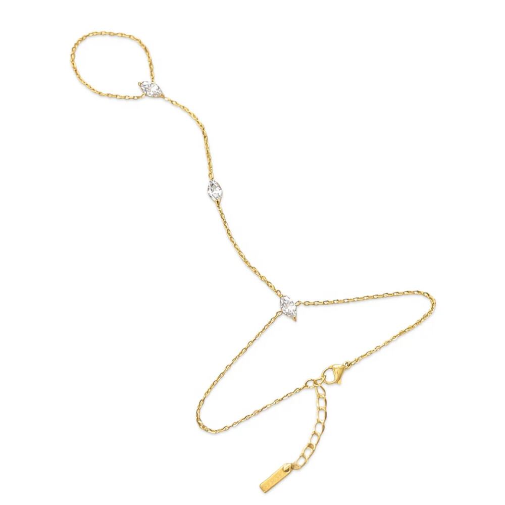 Golden Whisper Hand Chain with three marquise